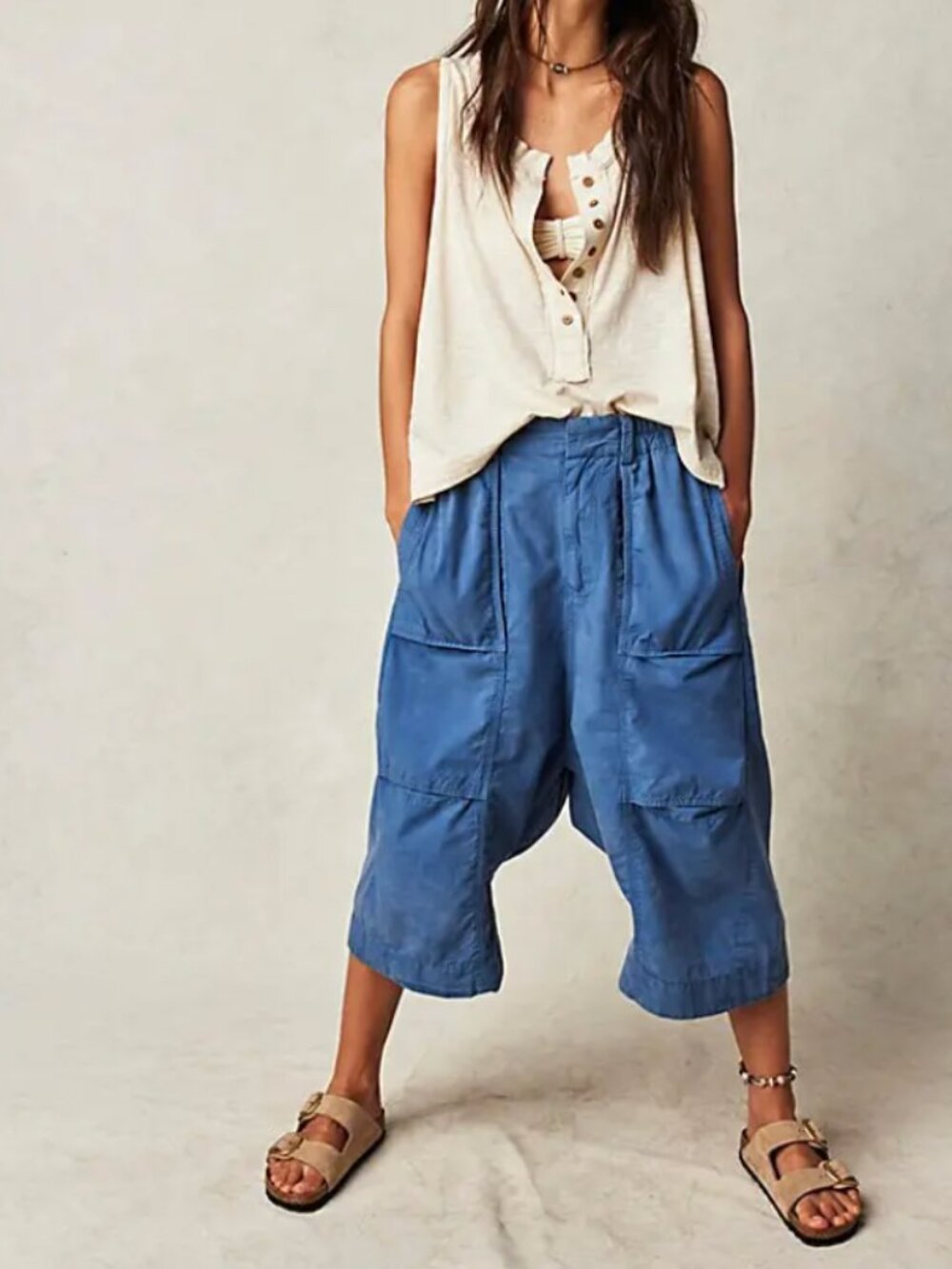 Free People Crop Pants Marbella Harem Pants Baggy Cropped Pants Small